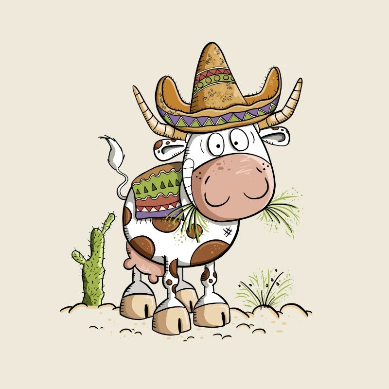 Dessin animé de la vache du Mexique
