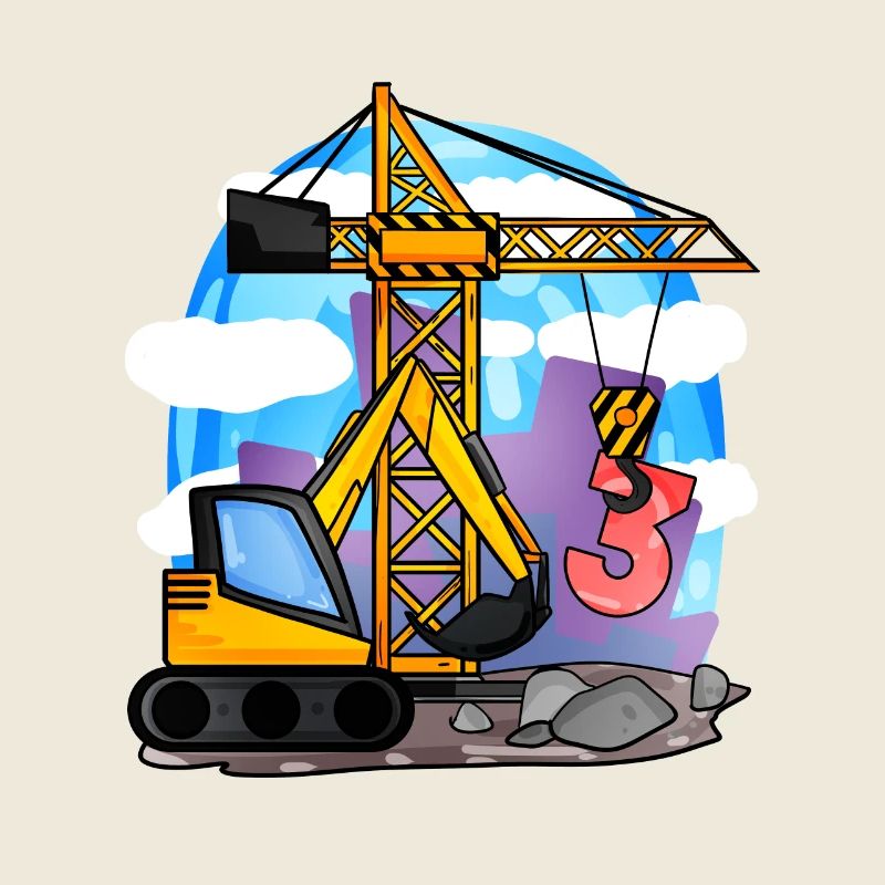 3. Geburtstag 3 Jahre Kran Baustelle Bagger Junge