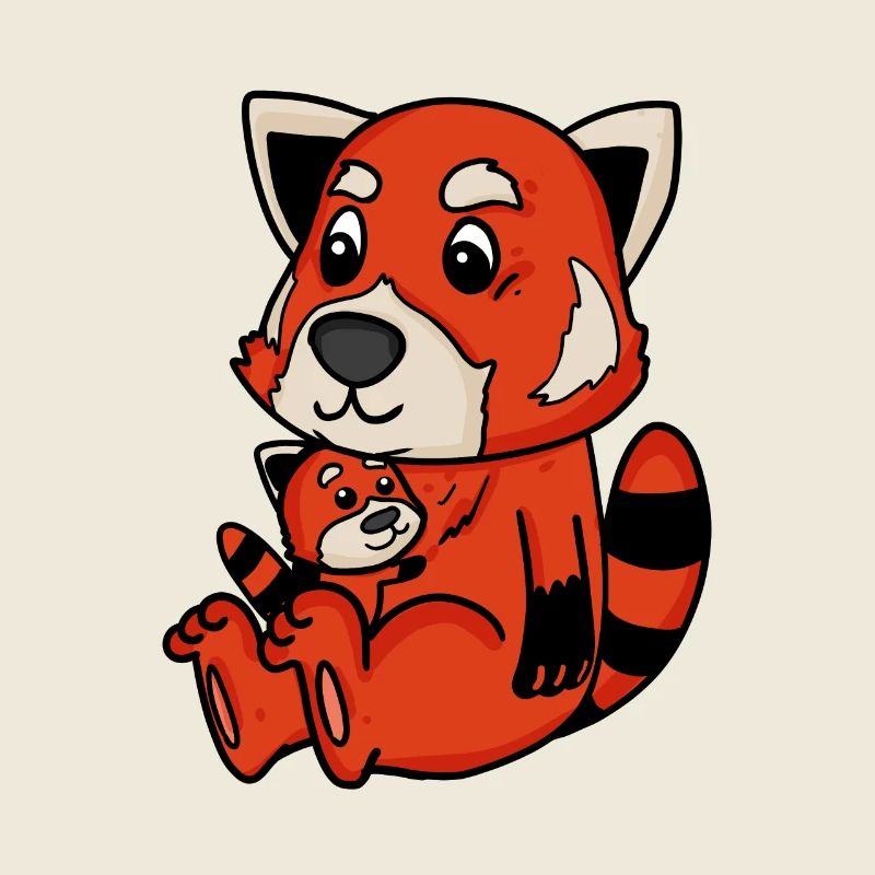 Famille Red Panda - Panda roux avec bébé