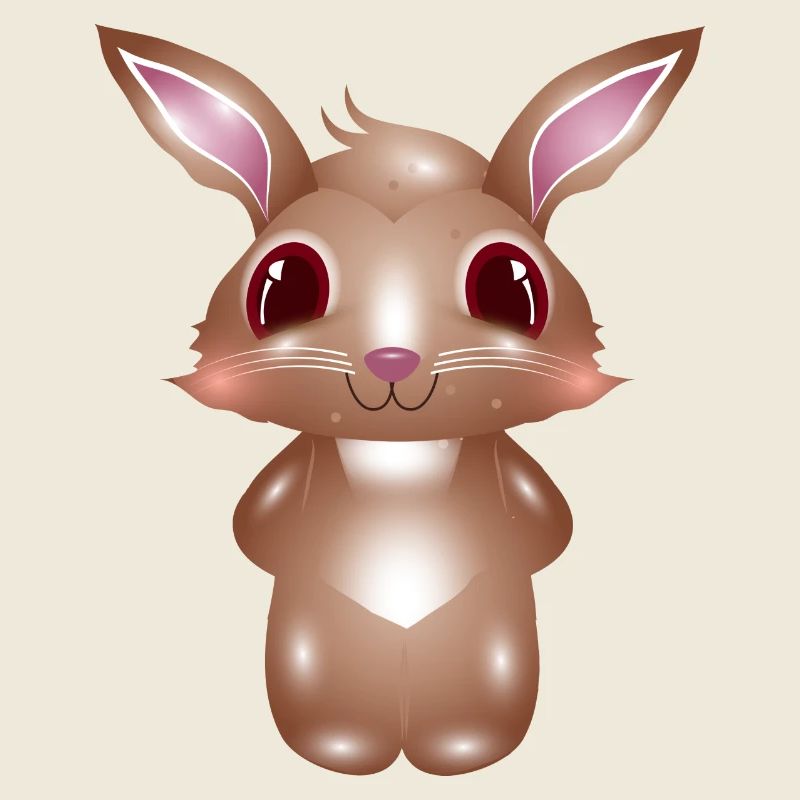 cute bunny with pink cheeks in comic style