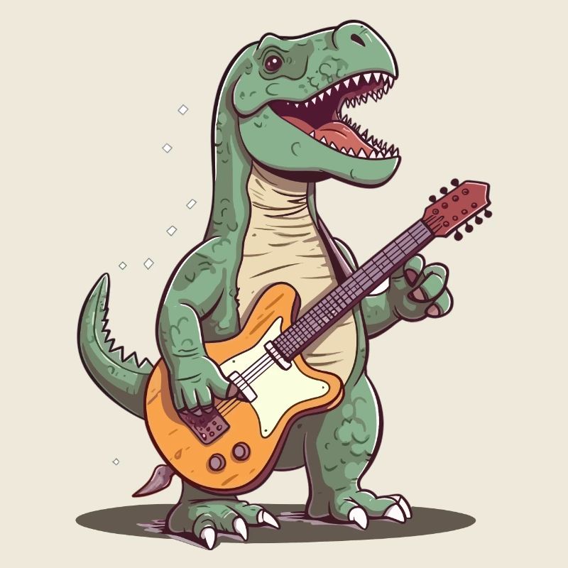 Dinosaur with guitar for musicians