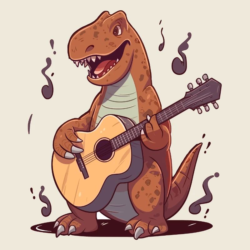 Dinosaur with guitar for musicians