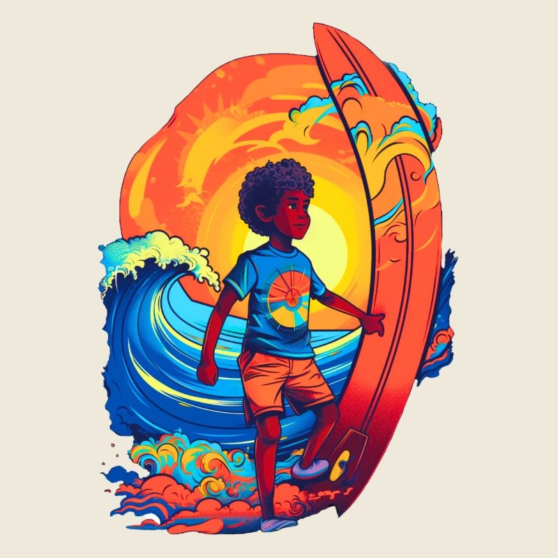 Surfeur avec motif rayon de soleil