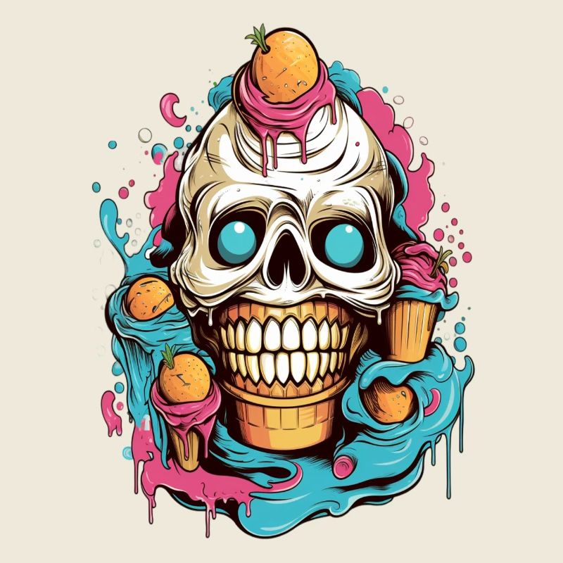 Skull Eistüte mit Fruchtmotiven