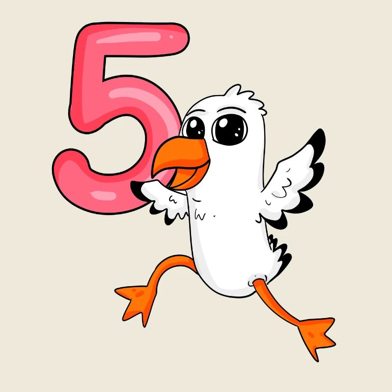 Mouette à motif 5e anniversaire - cinq ans