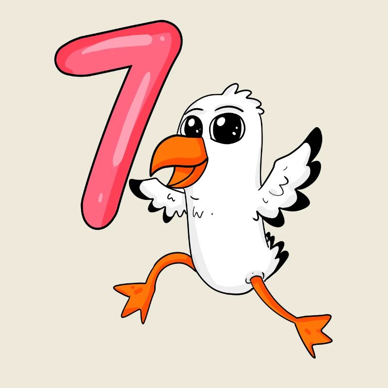Mouette à motif 7e anniversaire - sept ans