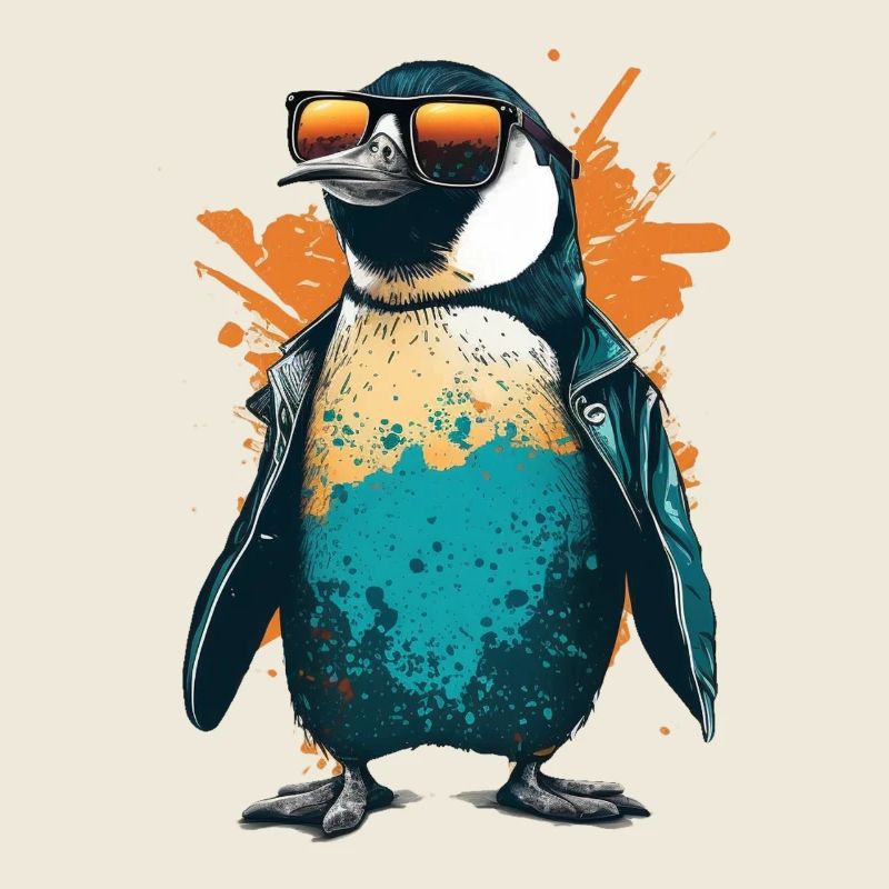 Pingouin cool avec lunettes de soleil et veste