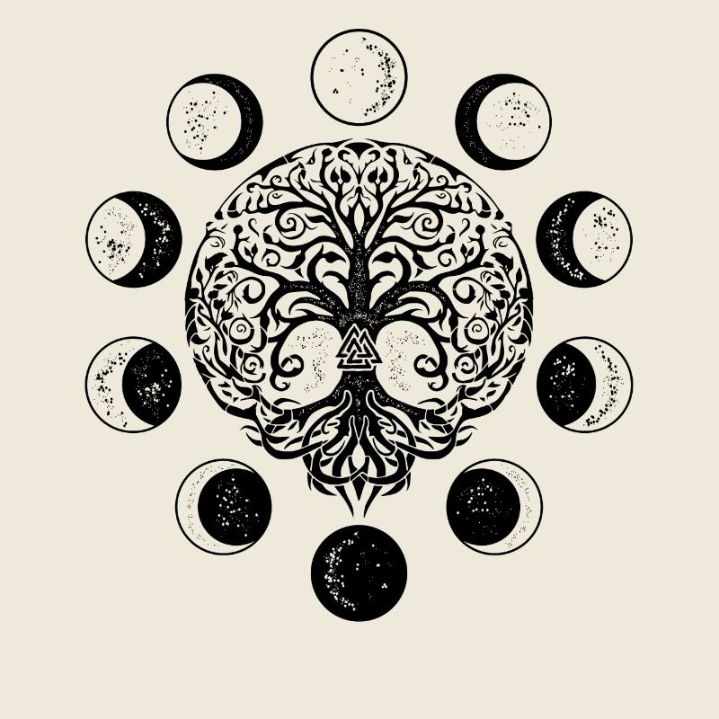 Ygdrassil Mondphasen Witchcraft Occult Lebensbaum