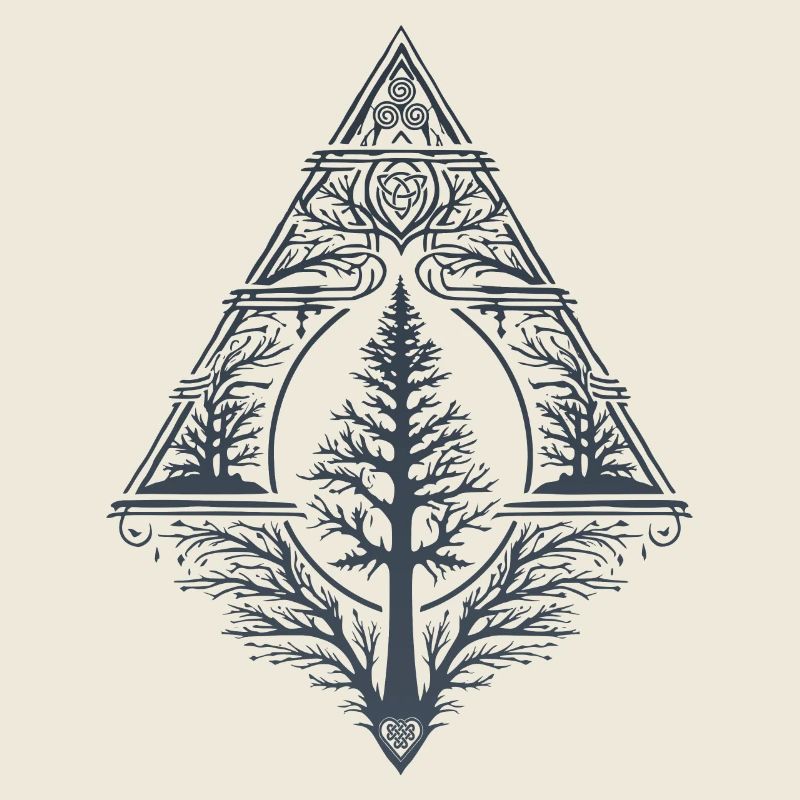 Pagan Tree Fir Teutonic Symbol Triskele Occult