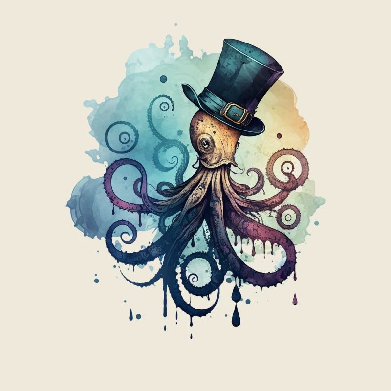 Octopus wears big top hat