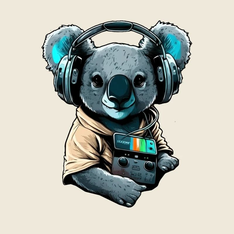 koala mit Kopfhörern