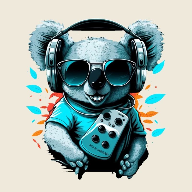 Koala ours avec Walkman et lunettes de soleil