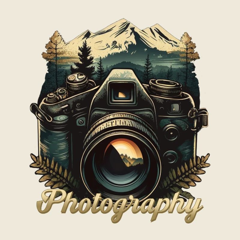 Photo camera with lettering