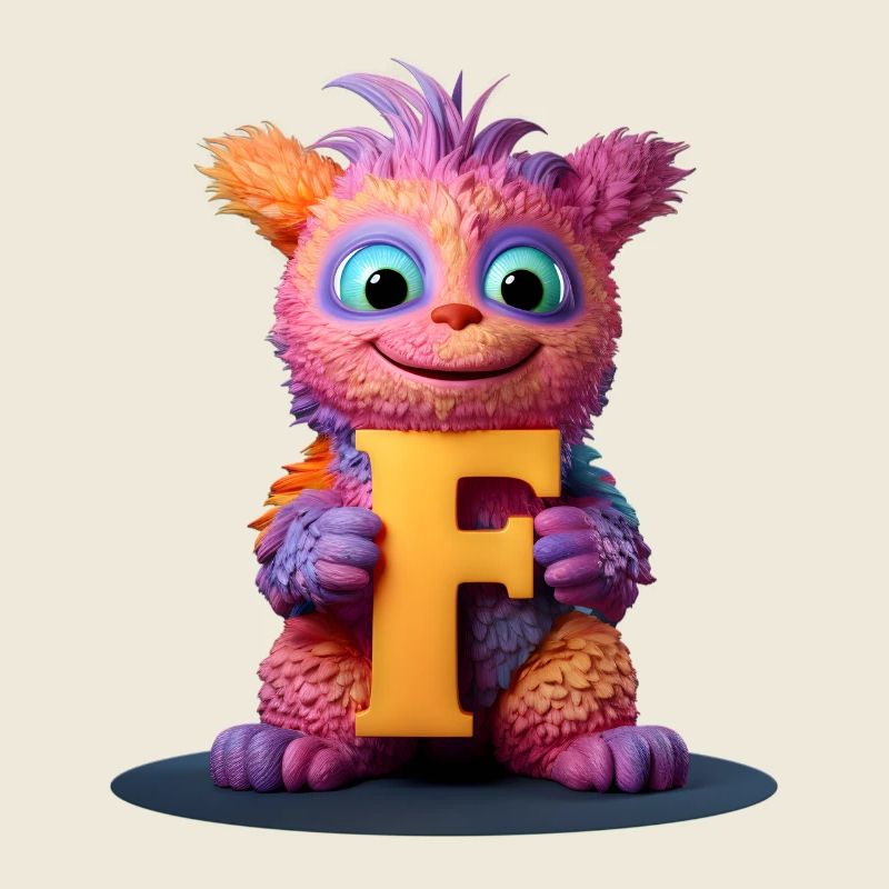 Mehrfarbiges Monster mit F