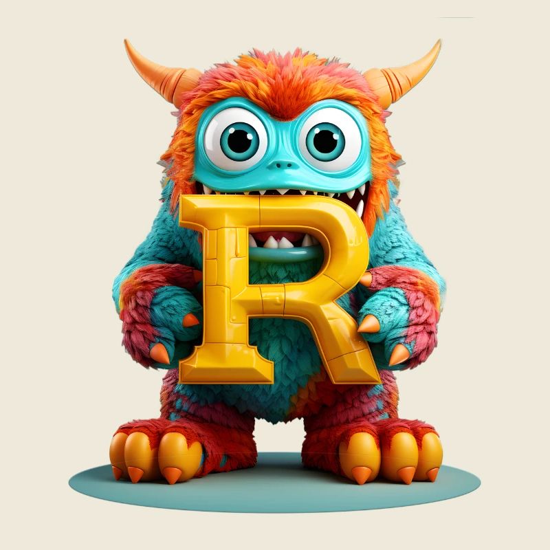 Bunter Monster mit Buchstabe R
