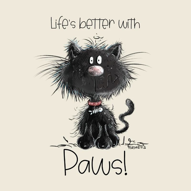 Drollige Schwarze Katze Mit Katzen Spruch