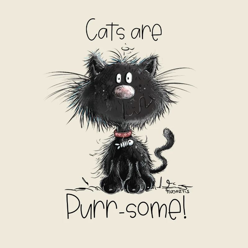 Droll black cat with cats saying