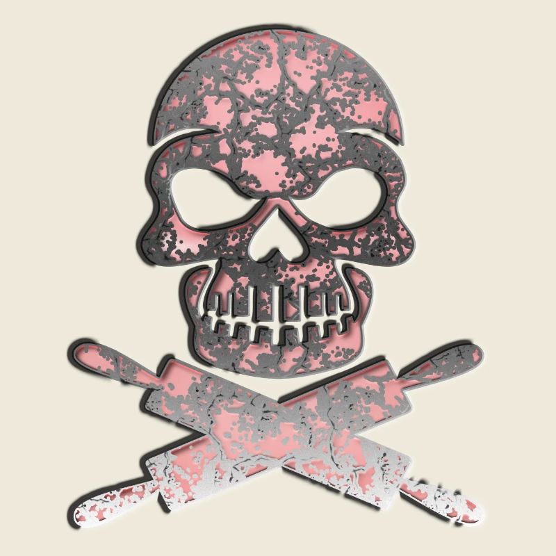 Schädel Totenkopf mit Teigrollen
