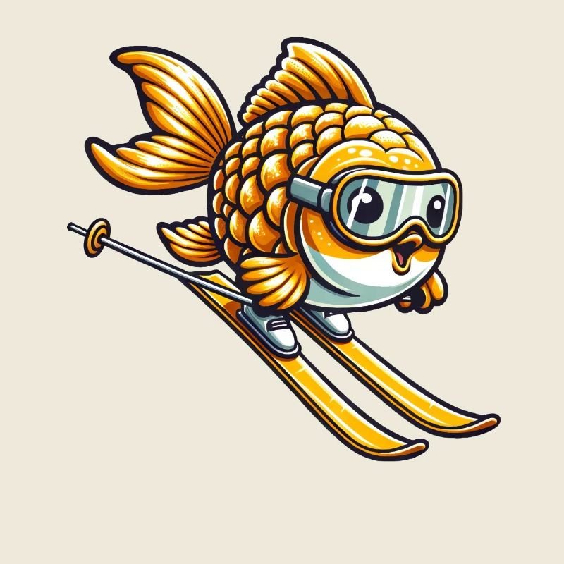 Goldfisch Skifahrer Witzig
