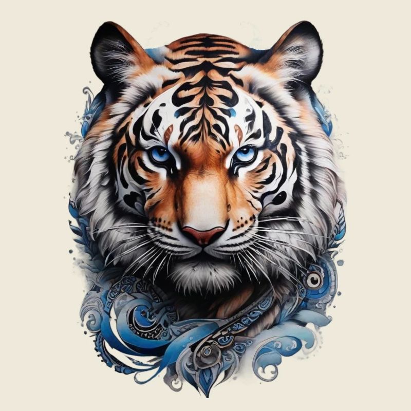 Blauäugiger Tiger Maori Tattoo Stil