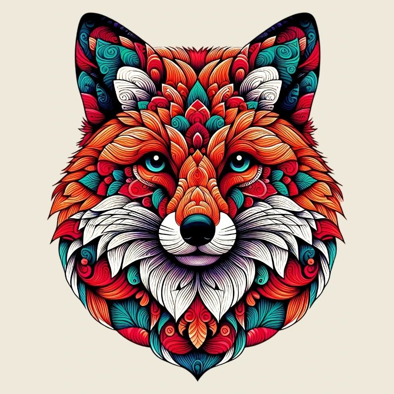 Fox decorated with Mandalas