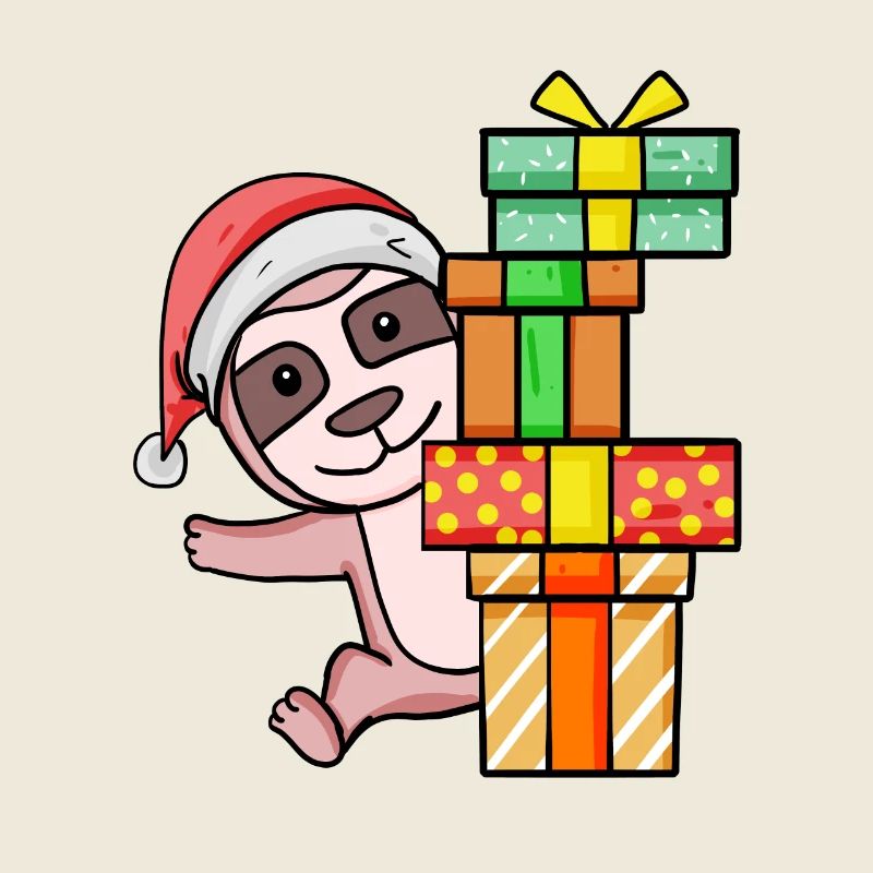 Faultier mit Weihnachtsmütze