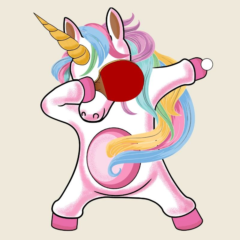 Unicorn Unicorn with Table Tennis Racket for