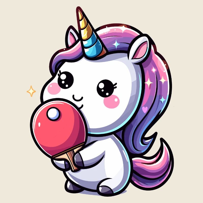 Licorne Licorne avec raquette de tennis de table pour