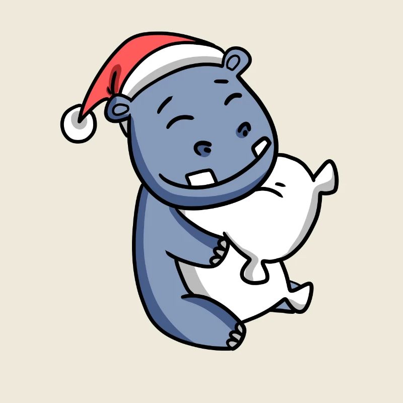 Hippopotame Mignon Fatigué Noël