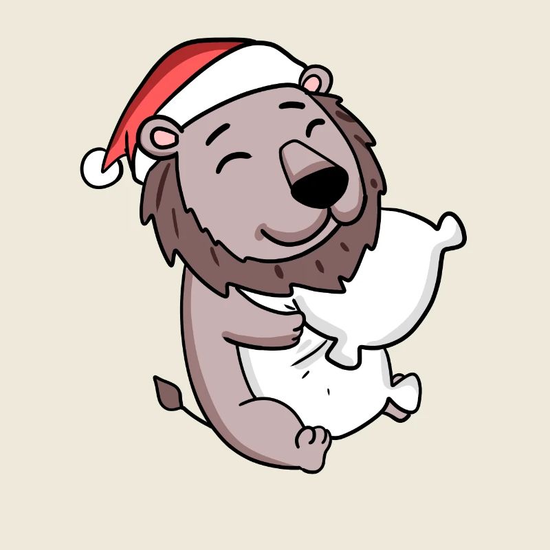 Lion Mignon Fatigué Noël