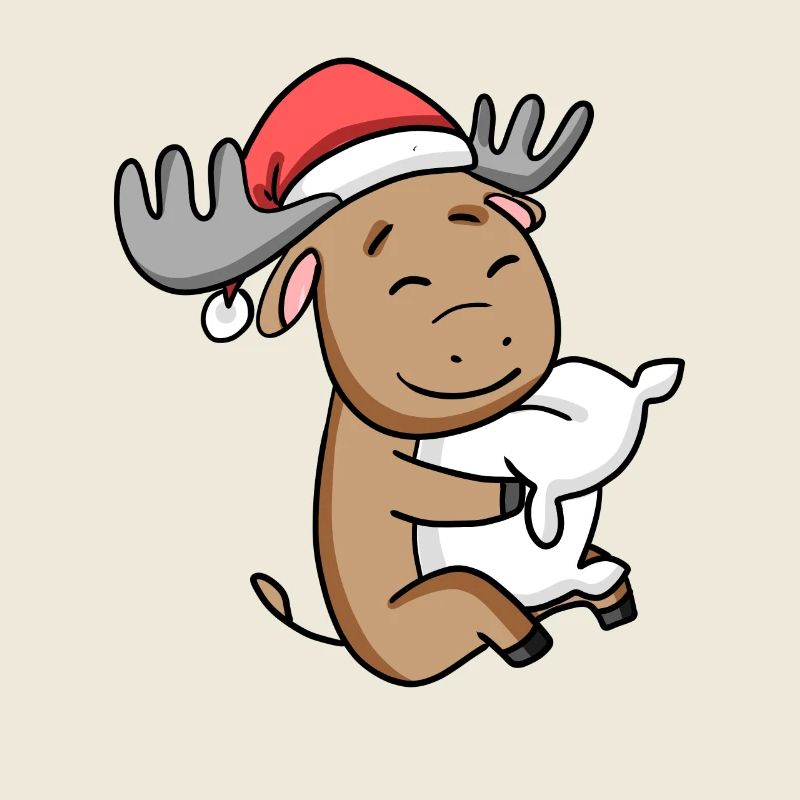 Elch Hirsch Niedlich Müde Weihnachten