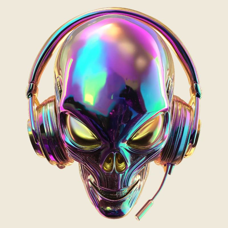 Tête extraterrestre chromatique avec casque