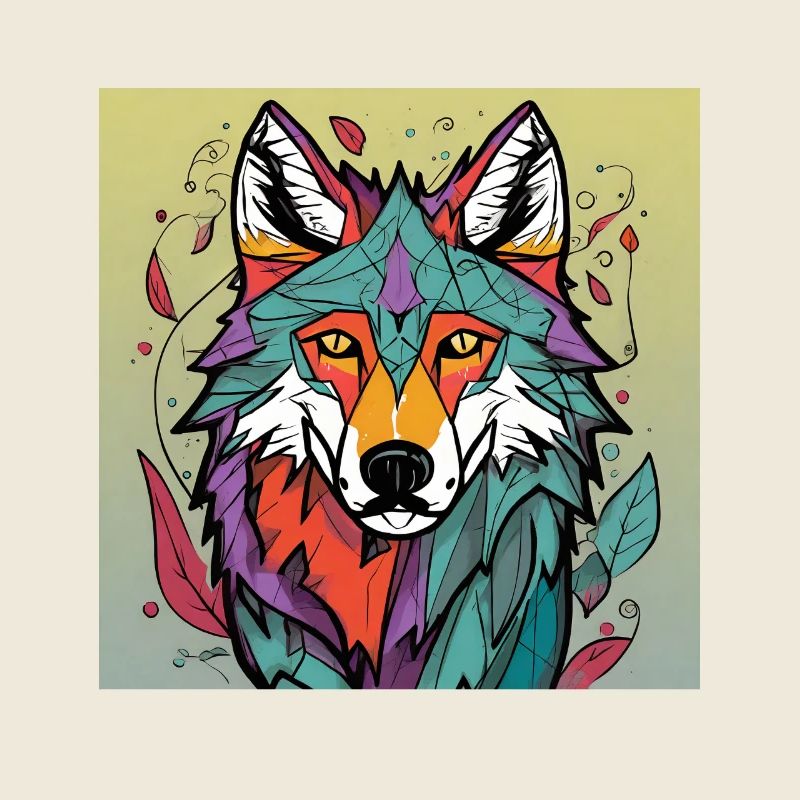 Geometrischer Wolfskopf Farbexplosion