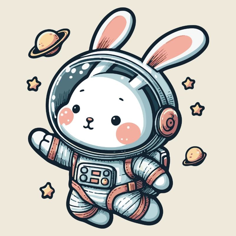 Cute bunny, astronaut, rabbit in space