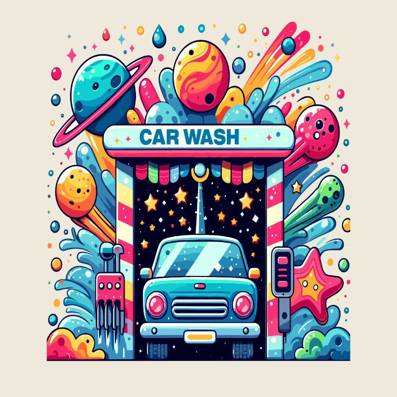 Auto Waschanlage Comic Style