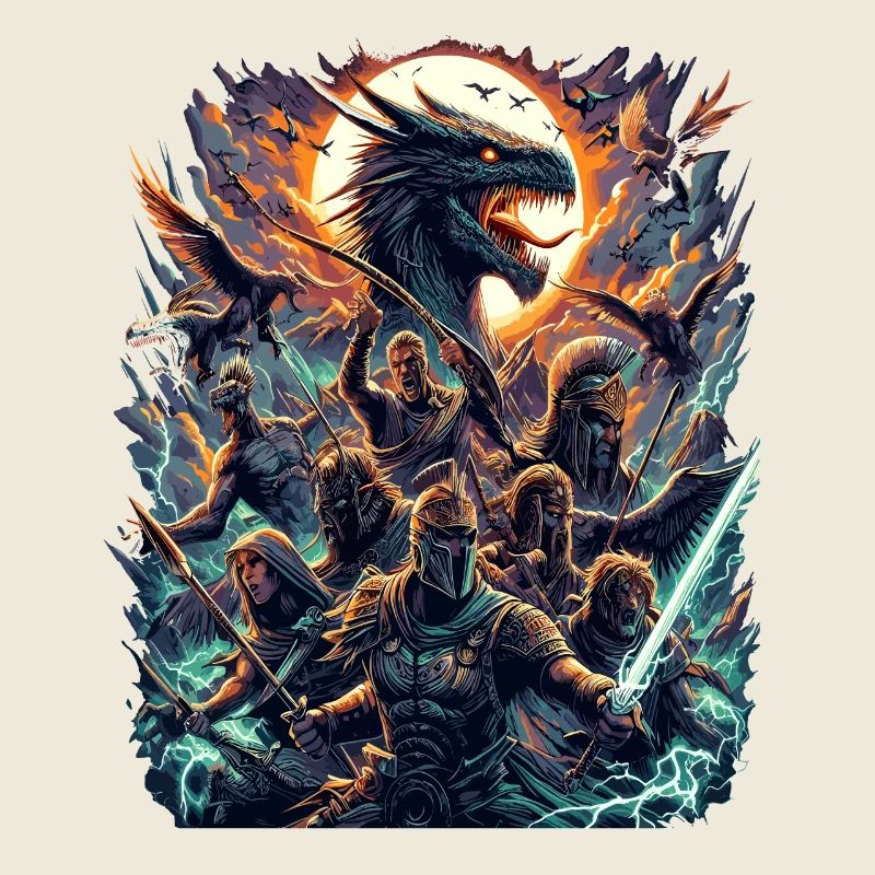 Bataille épique de guerrier dragon