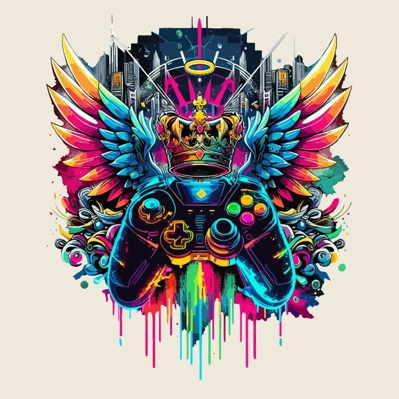 Gaming König Controller Flügel Graffiti