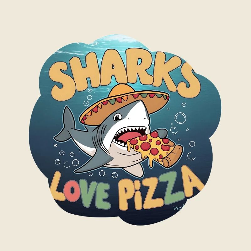 Requin avec pizza et sombrero