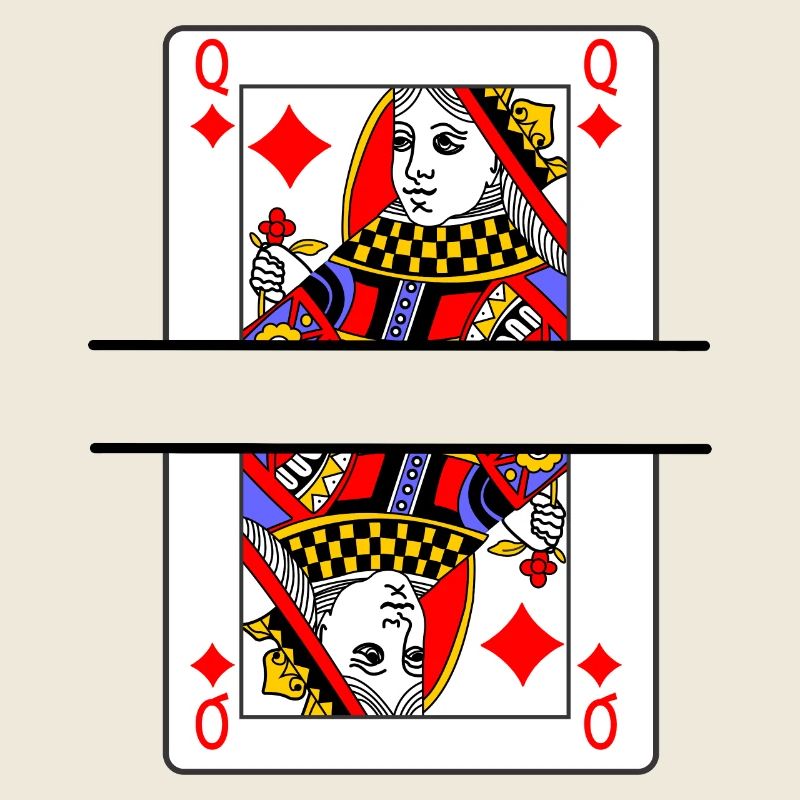Playing card queen of diamonds with banner space