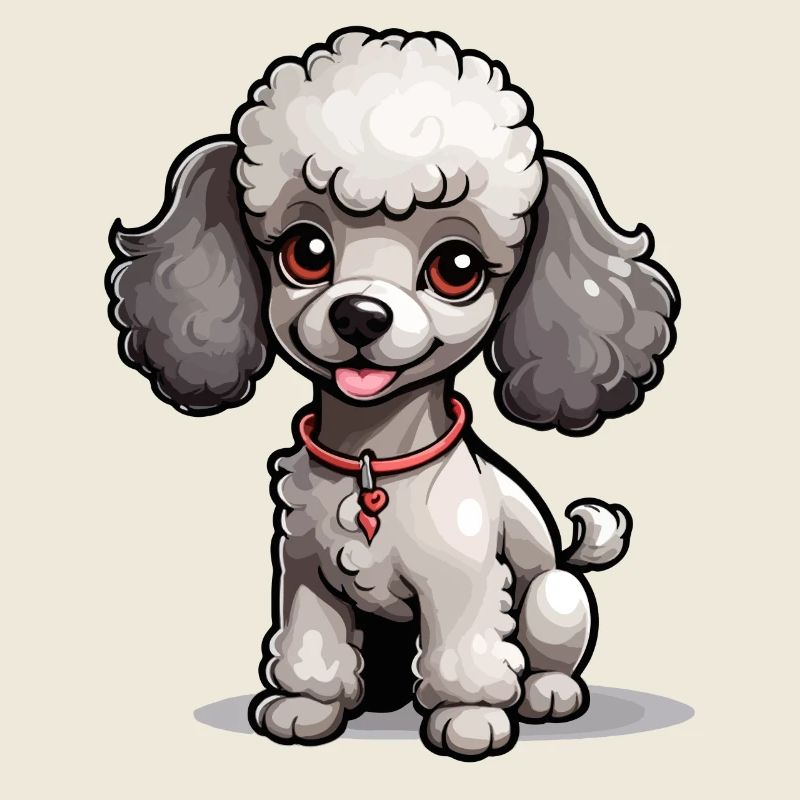 Gray Poodle with Collar