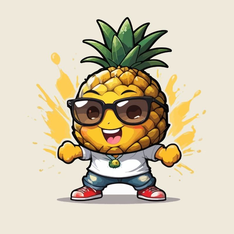 Funny pineapple with sunglasses