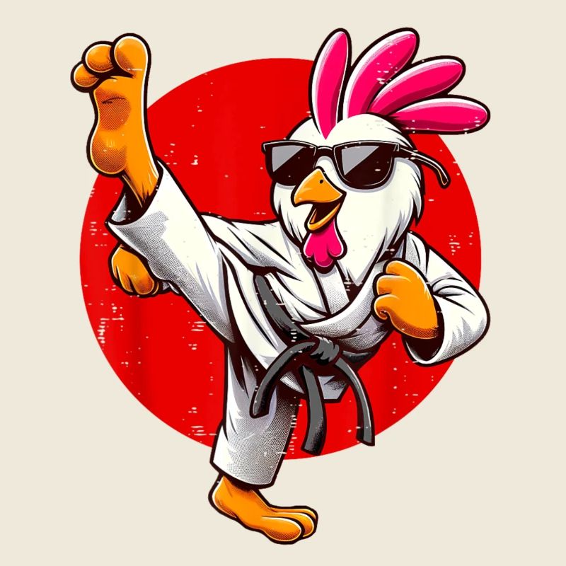 Poulet martial avec lunettes de soleil