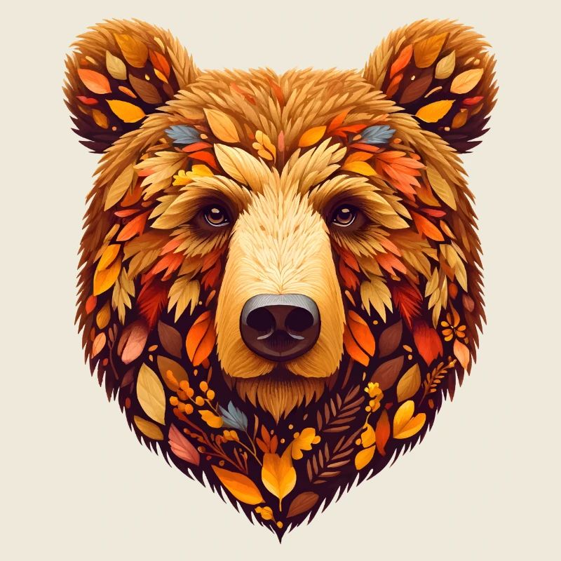 Brown bear, designed from different leaves