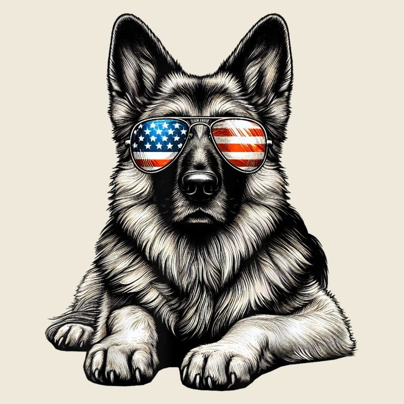 Chiot patriotique avec lunettes de soleil drapeau