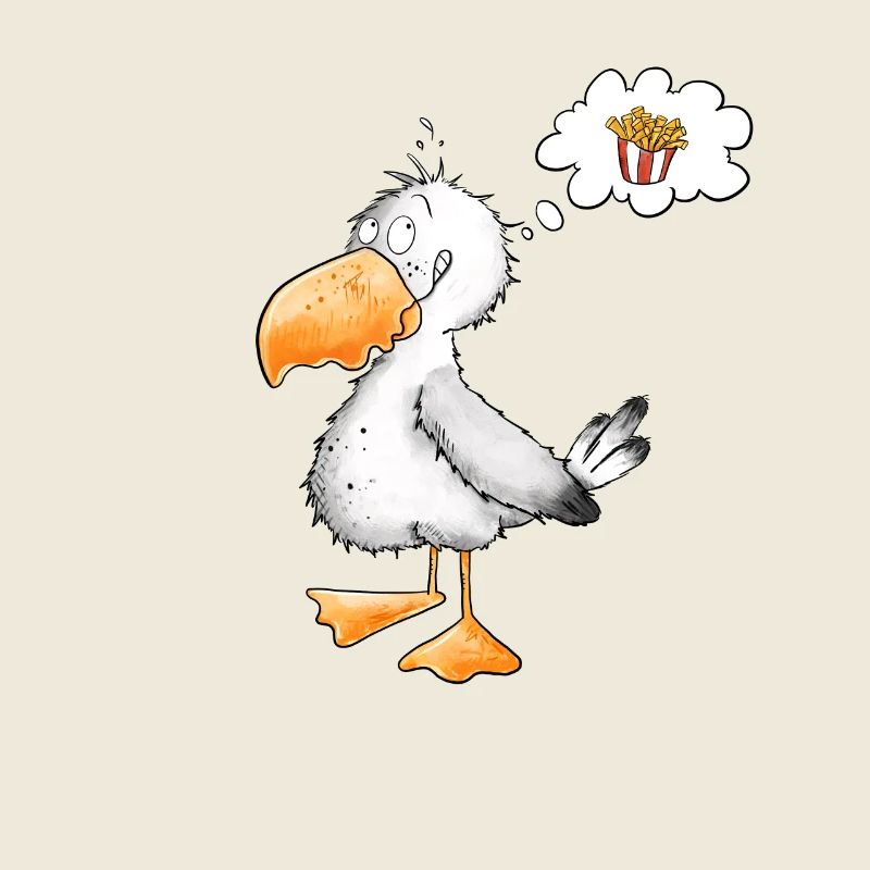 Möwe Will Meer Pommes