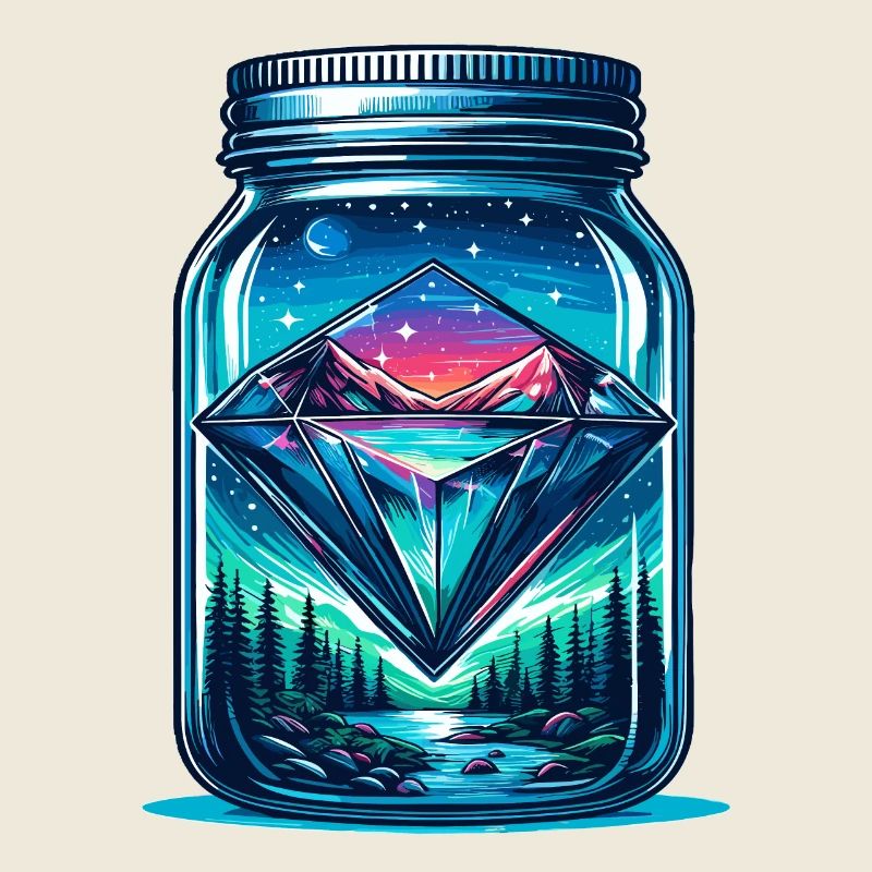Diamant Natur Landschaft im Einmachglas