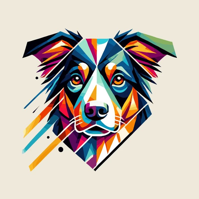 Bunte geometrische Hundekunst Australian Shepherd