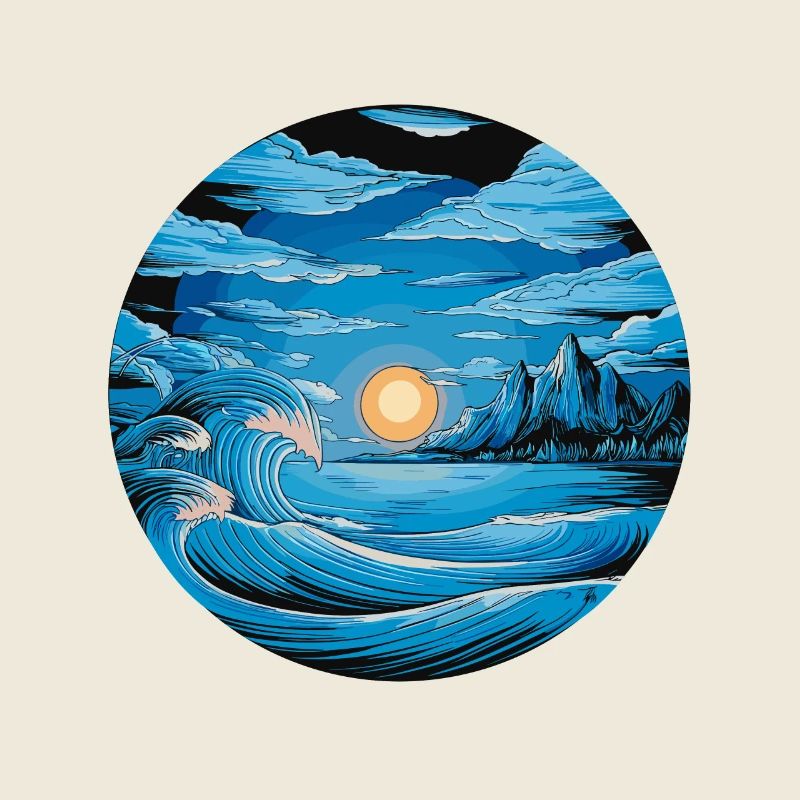 Majestic Ocean Wave Sunset Artistic Nature Scene