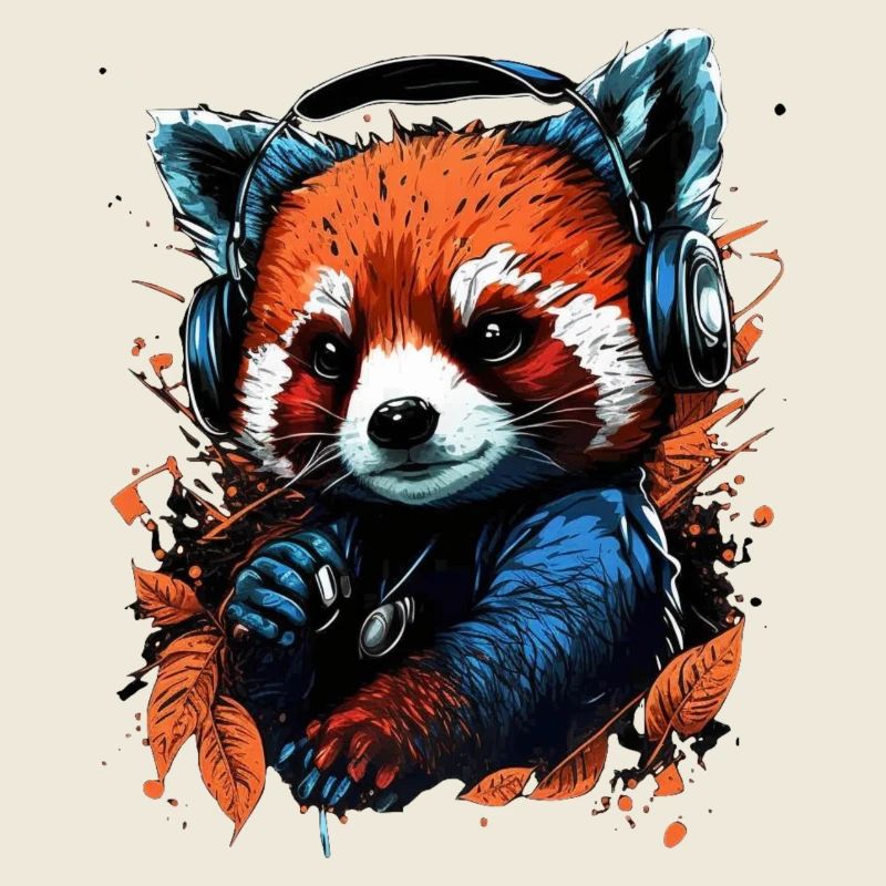 Panda roux mélomane mignon
