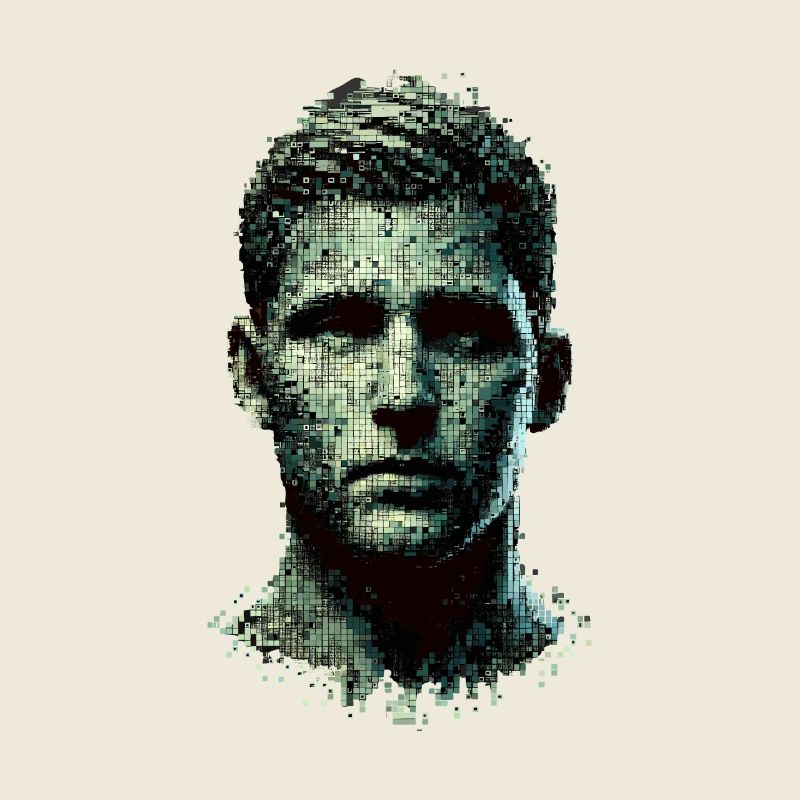 Pixel Art Mann Porträt Moderner Matrix-Stil